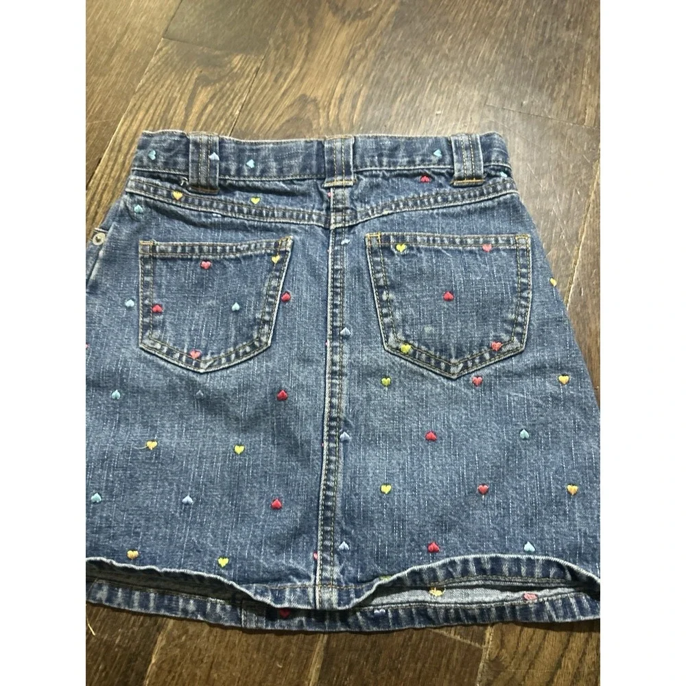 Gymboree Sugar and Spice Heart Denim Jean Skirt Size 5 Embroidered